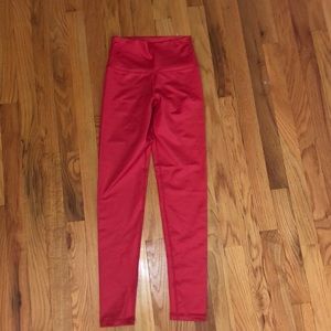 Red high waisted leggings.